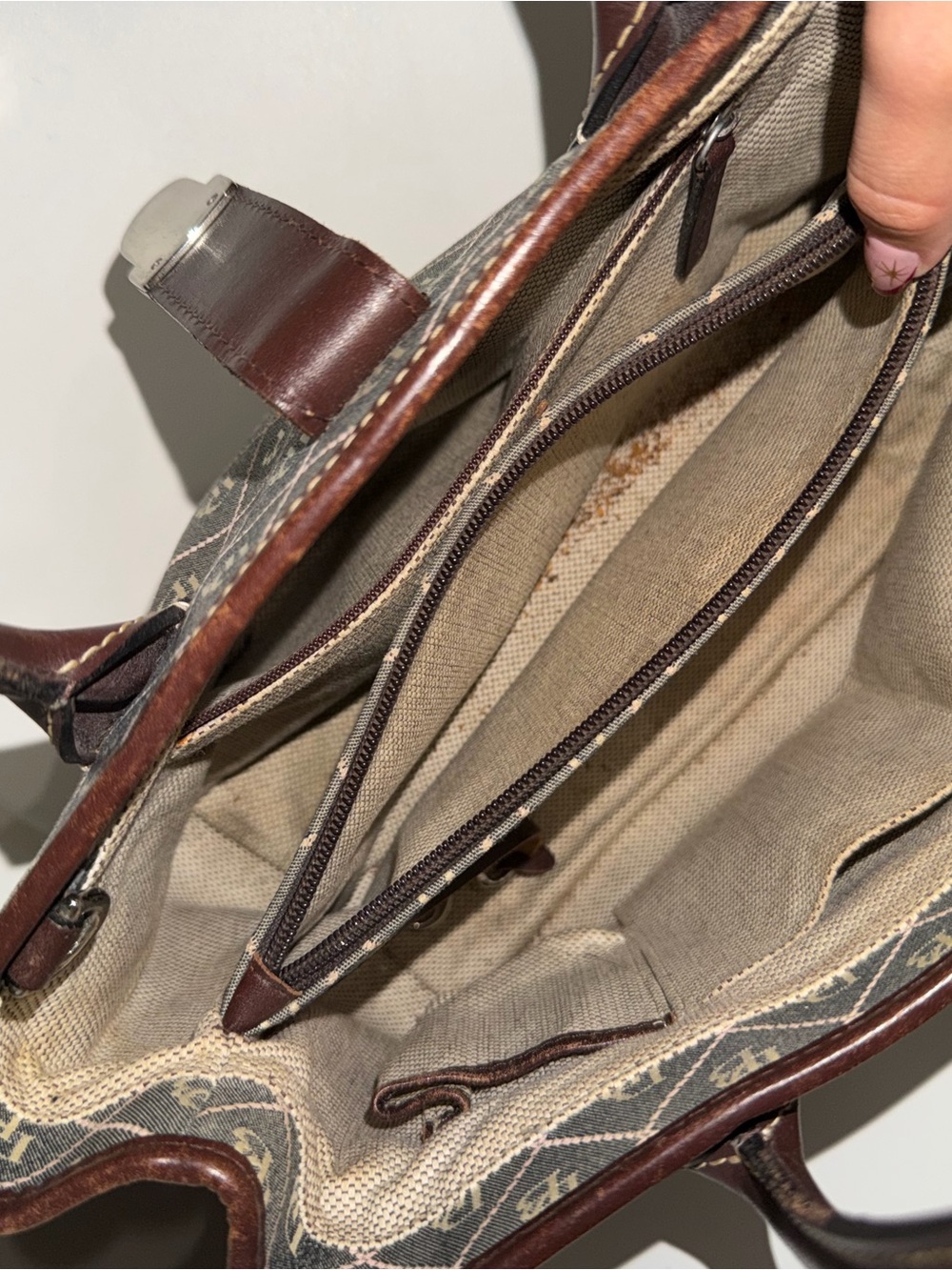 Dooney & Bourke Brown Monogram Satchel with Dark Brown Trim - Picture 3 of 4